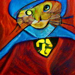 generated: a super math wizard cat, richly textured oil painting #5